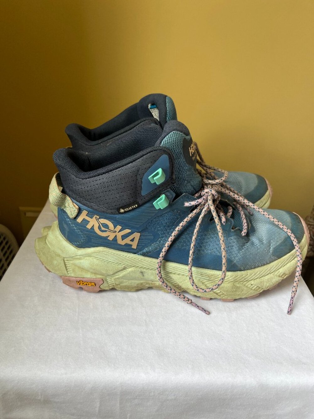 Hoka Trail Code GTX Hiking Boots Women's 9B Blue Mint GORE-TEX Vibram 1123166